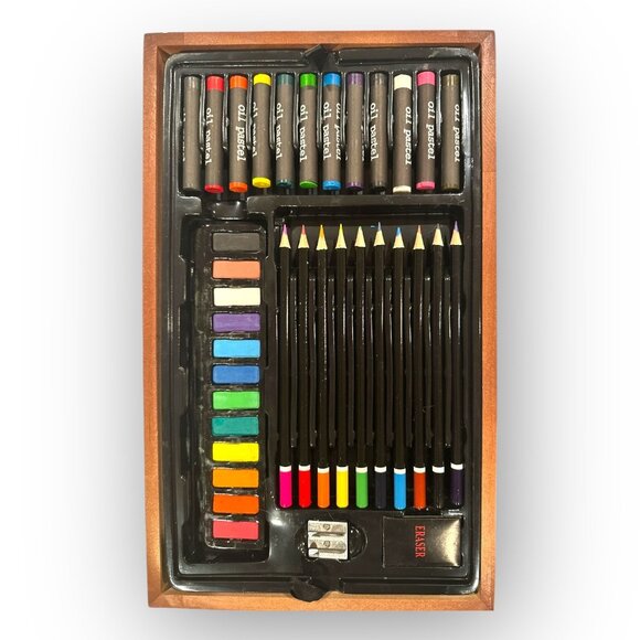 Vigorfun Deluxe Art Kit w Wooden Case and Easel w Strathmore Drawing Pad - Picture 7 of 16